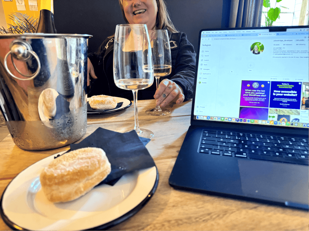 Wine, donuts and laptops - remote working at Southsea Spirit